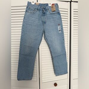 NWT Levi's 501 Original Cropped Sky Blue Jeans Denim Pants 29
